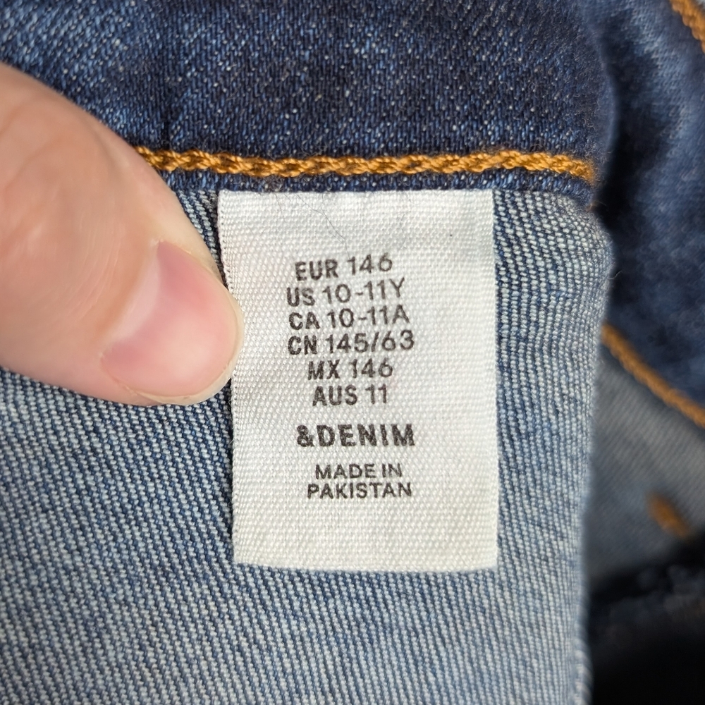 H&M Girls Kids Button Up A Line Blue Casual Mini Jean Skirt Size 10-11 Years - Picture 15 of 16